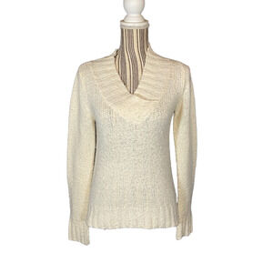 Energie Women’s Cream V-Neck Knit Pullover Sweater Size Medium